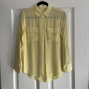 Equipment silk classic button down blouse in yellow